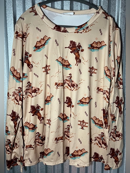 Rolling Ranch Tops - Rolling Ranch Boutique Western Print Long Sleeve Top 3X NWOT